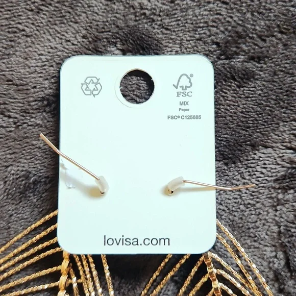 NWT Lovisa Fashion earrings faux gold dangle shimmer sparkle 4" long - Picture 5 of 10